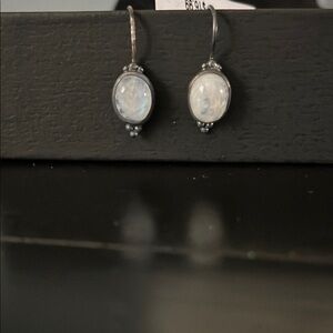 Elegant White Moonstone and Silver Earrings